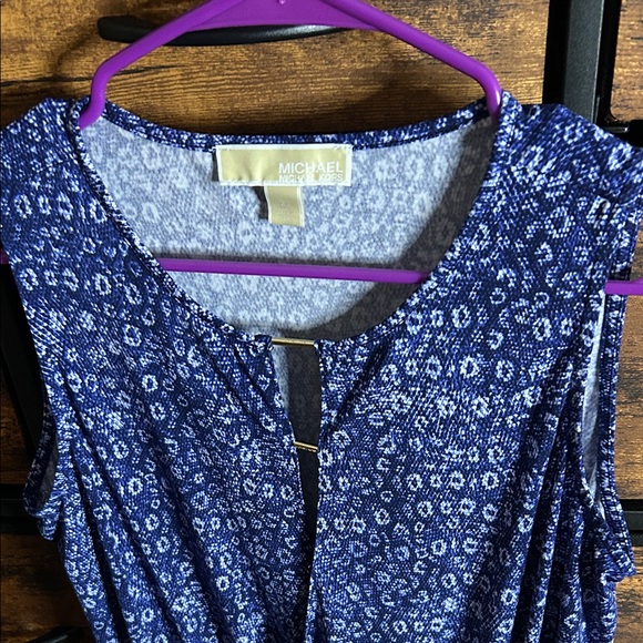 MICHAEL Michael Kors Sleeveless Blue Print Blouse - Picture 3 of 7